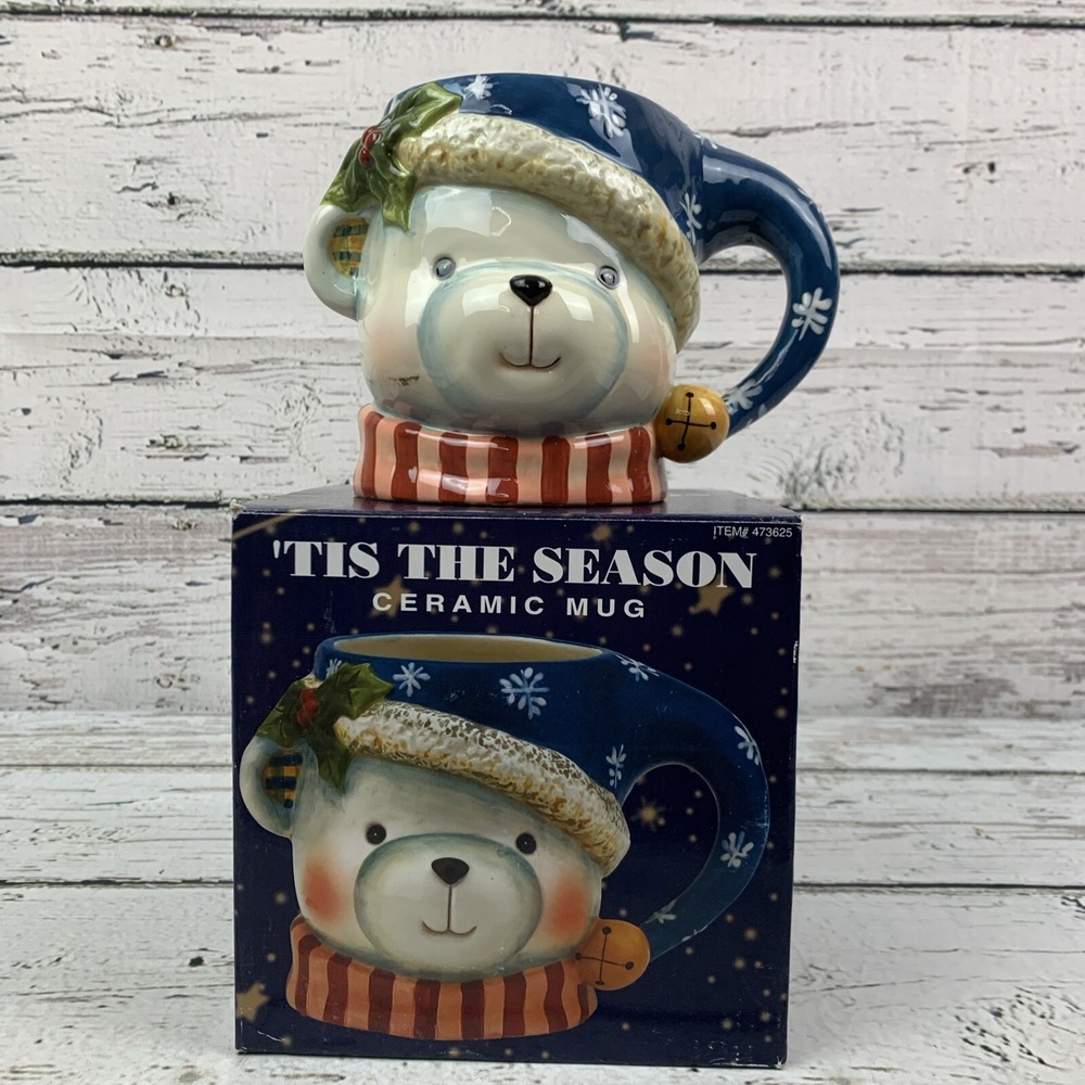 Susan Winget 'Tis the Season‎ Ceramic Bear Mug Item 473625. 20 oz Hand Painted